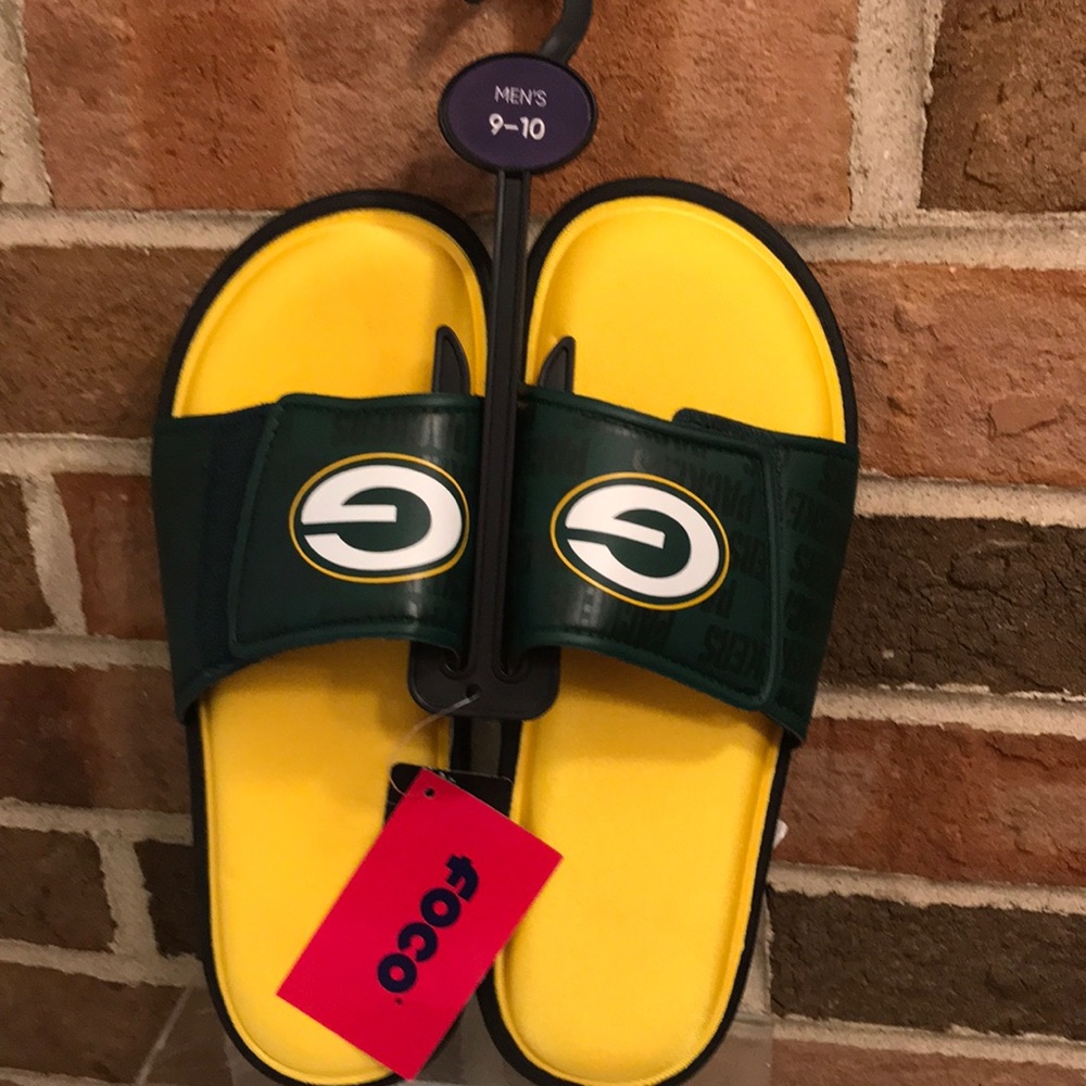 Green Bay Packers Foam Sport Slide SIZE 9/10 BRAND NEW
